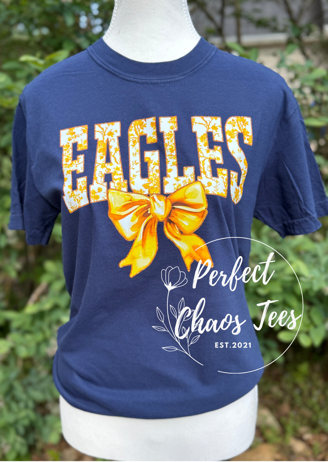 Golden Eagles Toile floral bow  T-shirt