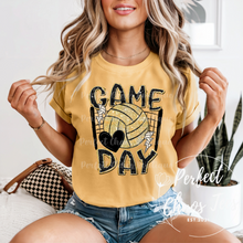 Load image into Gallery viewer, Black and Gold Game Day Volleyball t-shirt
