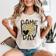 Load image into Gallery viewer, Black and Gold Game Day Volleyball t-shirt
