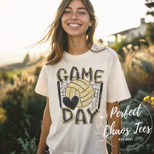 Load image into Gallery viewer, Black and Gold Game Day Volleyball t-shirt
